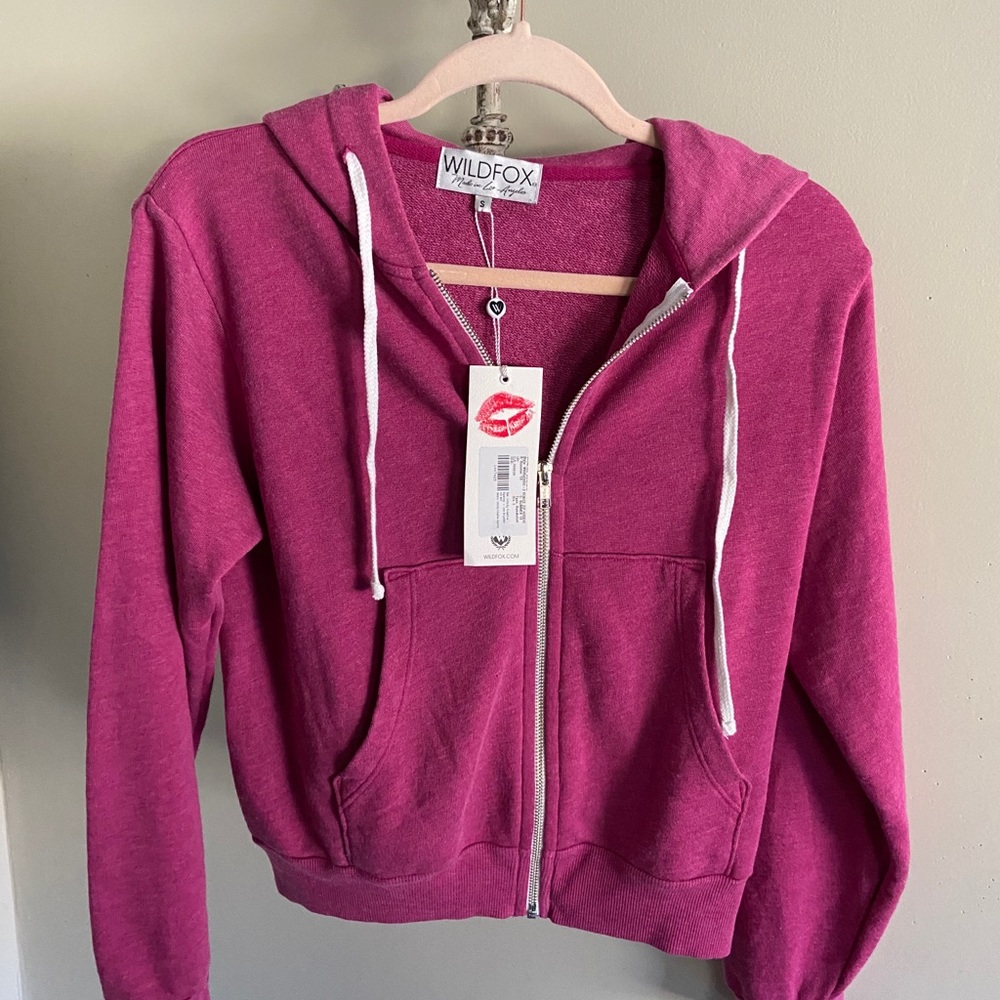 NWT Wildfox Venice Regan Hooded Zip-up Passion Small Sweatshirt